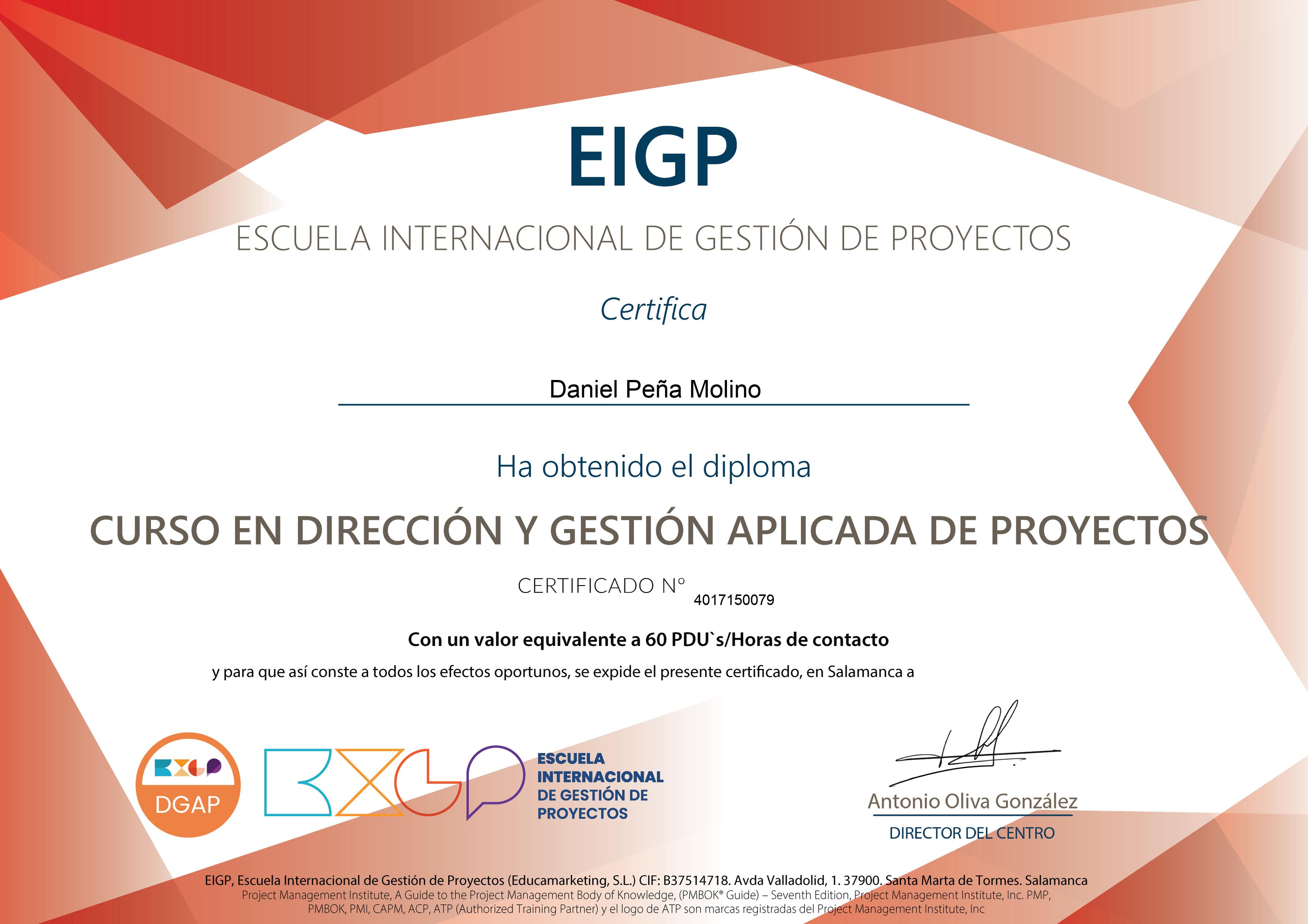 Máster Internacional en Dirección y Gestión de Proyectos - F.G. Universidad de Salamanca - EIGP (XVIII Convocatoria; Febrero 2.019) 