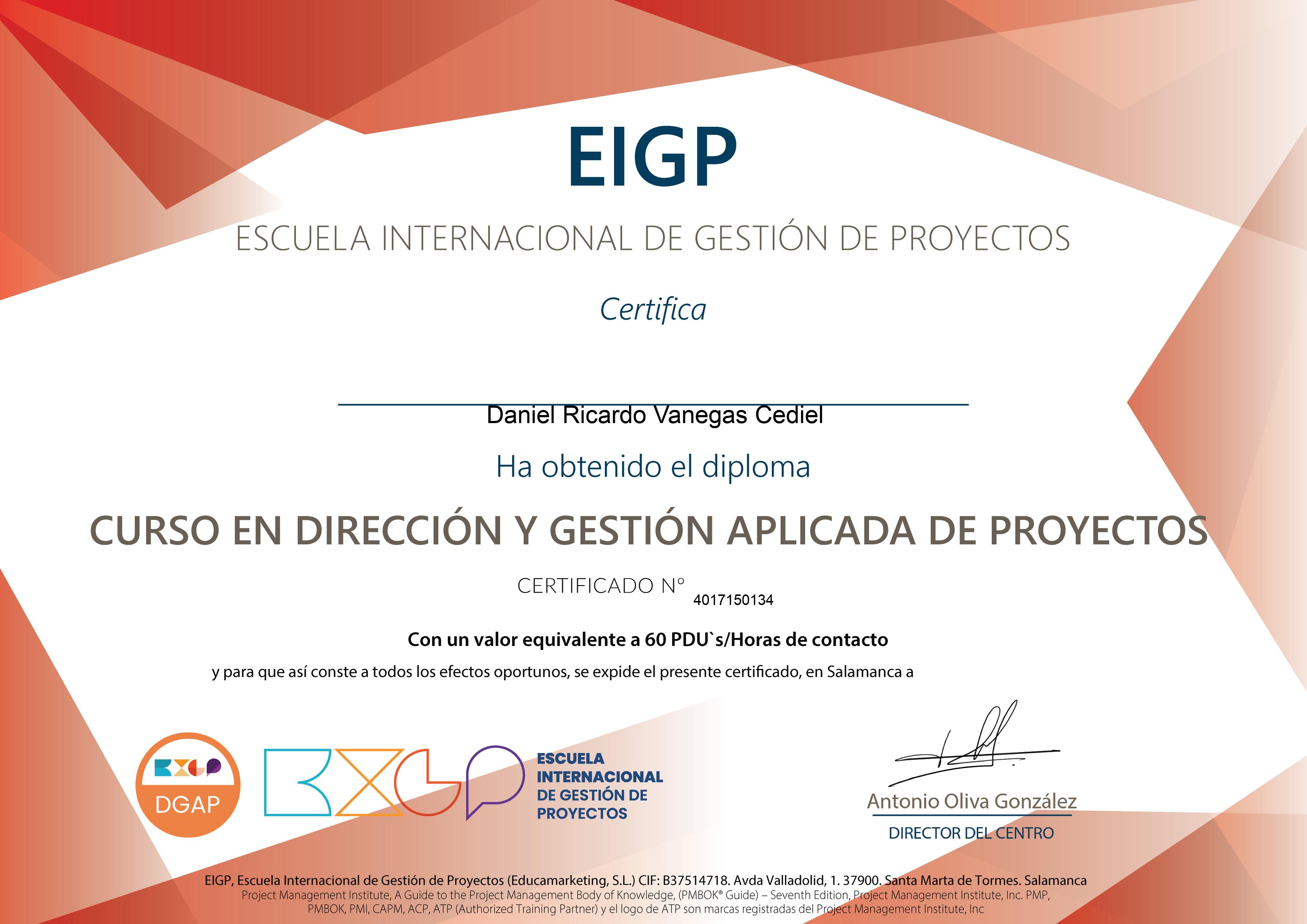 Máster Internacional en Dirección y Gestión de Proyectos - F.G. Universidad de Salamanca - EIGP (XXVI Convocatoria; Octubre 2.021)