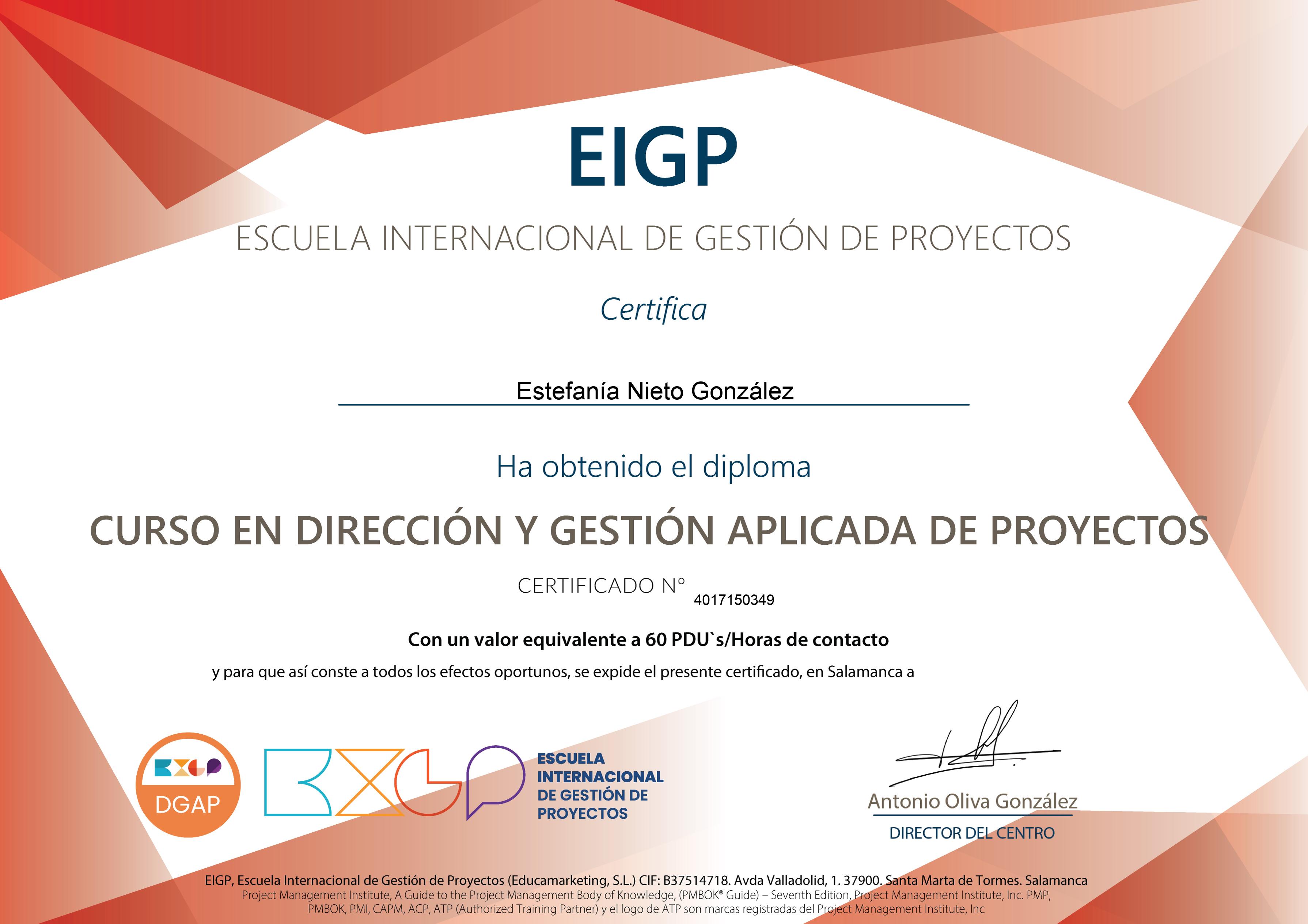 Curso de Gestión Aplicada de Proyectos (Práctico de Nivel Avanzado) / XXV Convocatoria Septiembre 2024