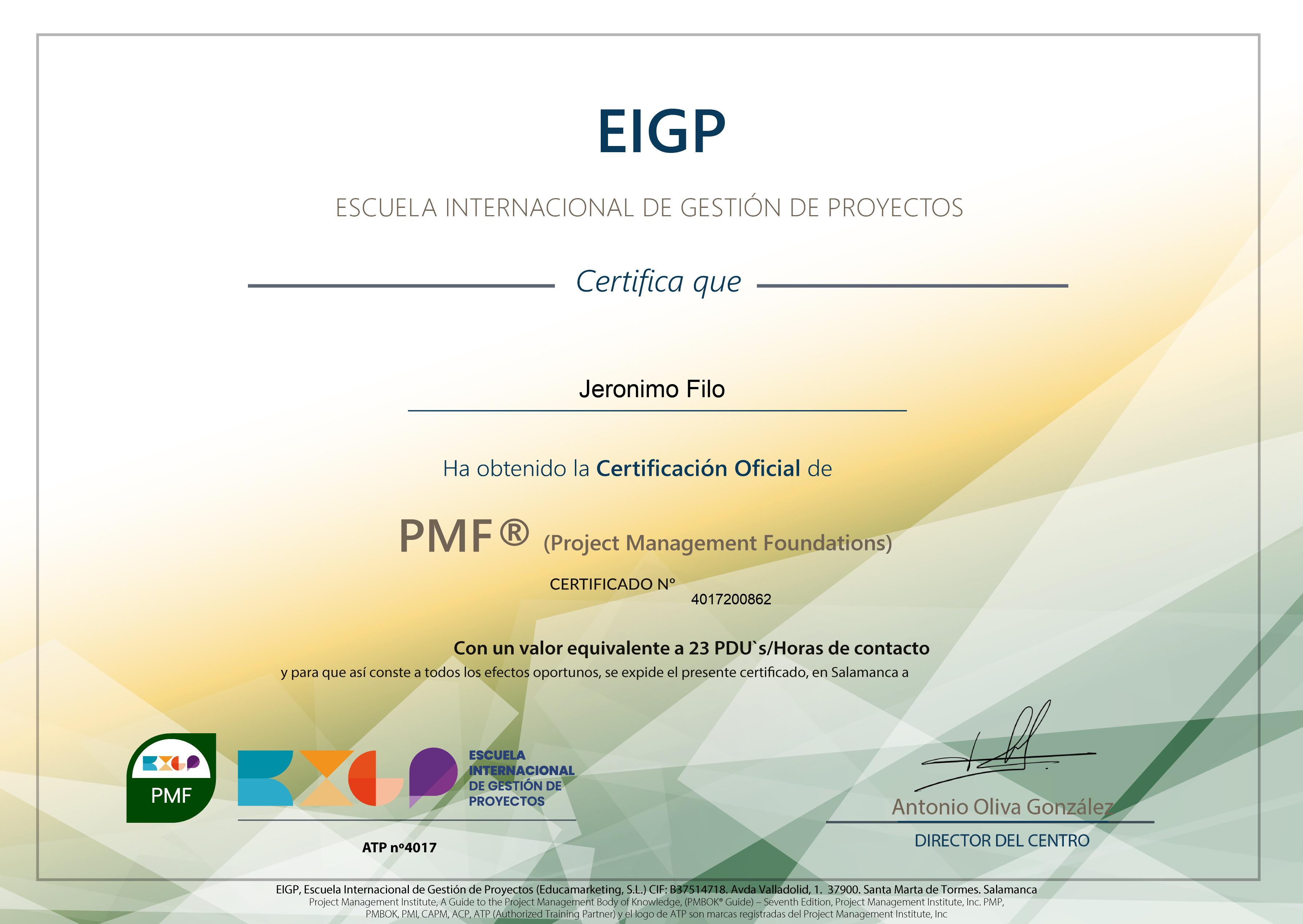 Preparación Oficial de la Certificación PMP®-PMI® + Fundamentos PMBOK® (Certificación PMF)® - XXXII Convocatoria Octubre 2022
