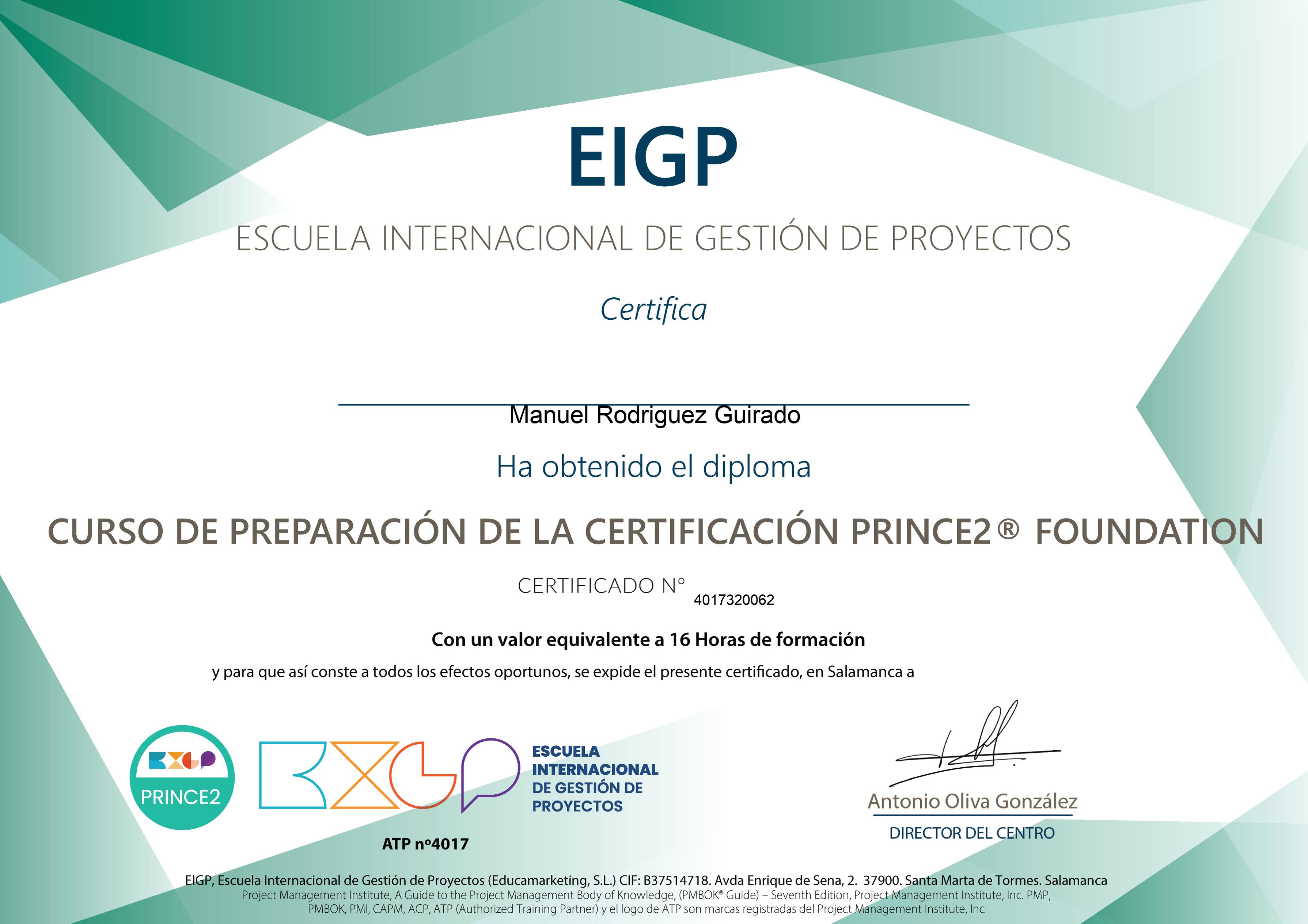 Curso de Preparación para la Certificación Prince2 ® 5th Edition Foundation 