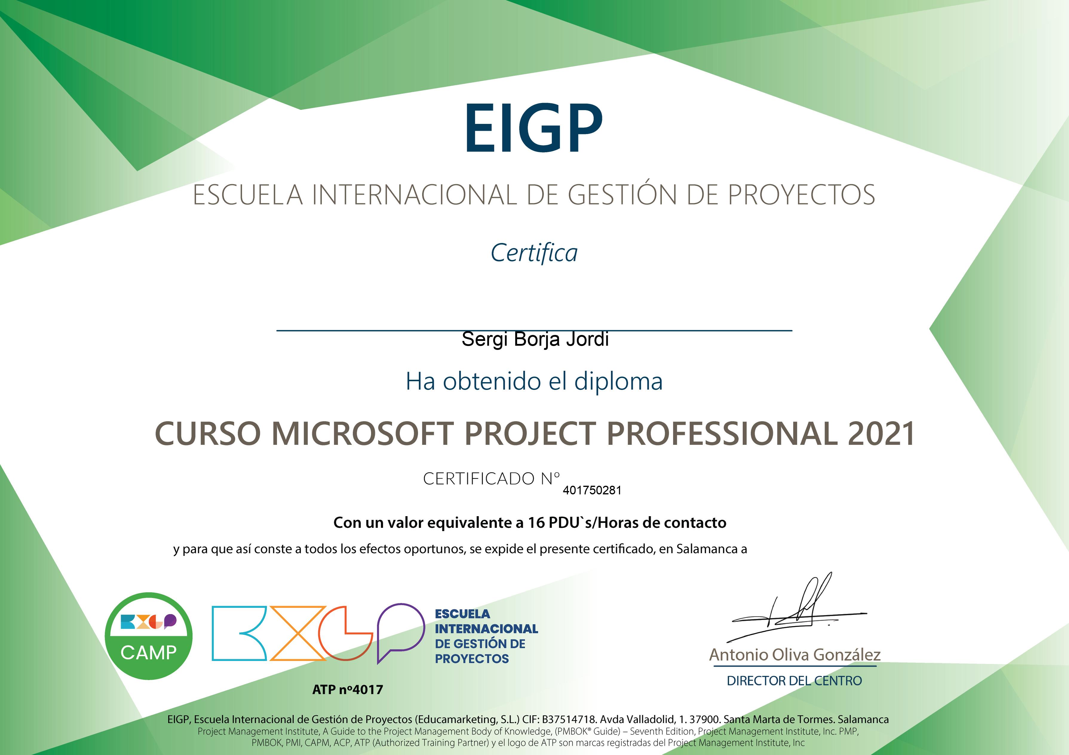 Máster Internacional en Dirección y Gestión de Proyectos - F.G. Universidad de Salamanca - EIGP (XX Convocatoria; Septiembre/Octubre 2.019) 
